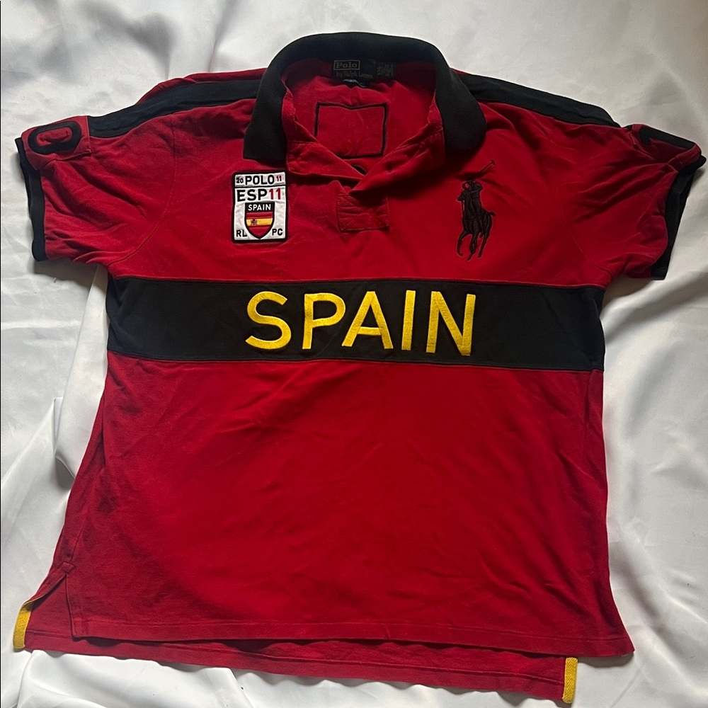 Ralph Lauren Red and Black Polo with Spain Emblem